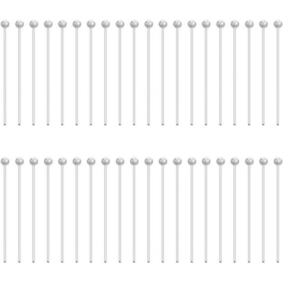 925 Sterling Silver Ball Head Pins for Jewelry Making Silver 24 Gauge 21x0.5mm Head: 1.5mm 40pcs