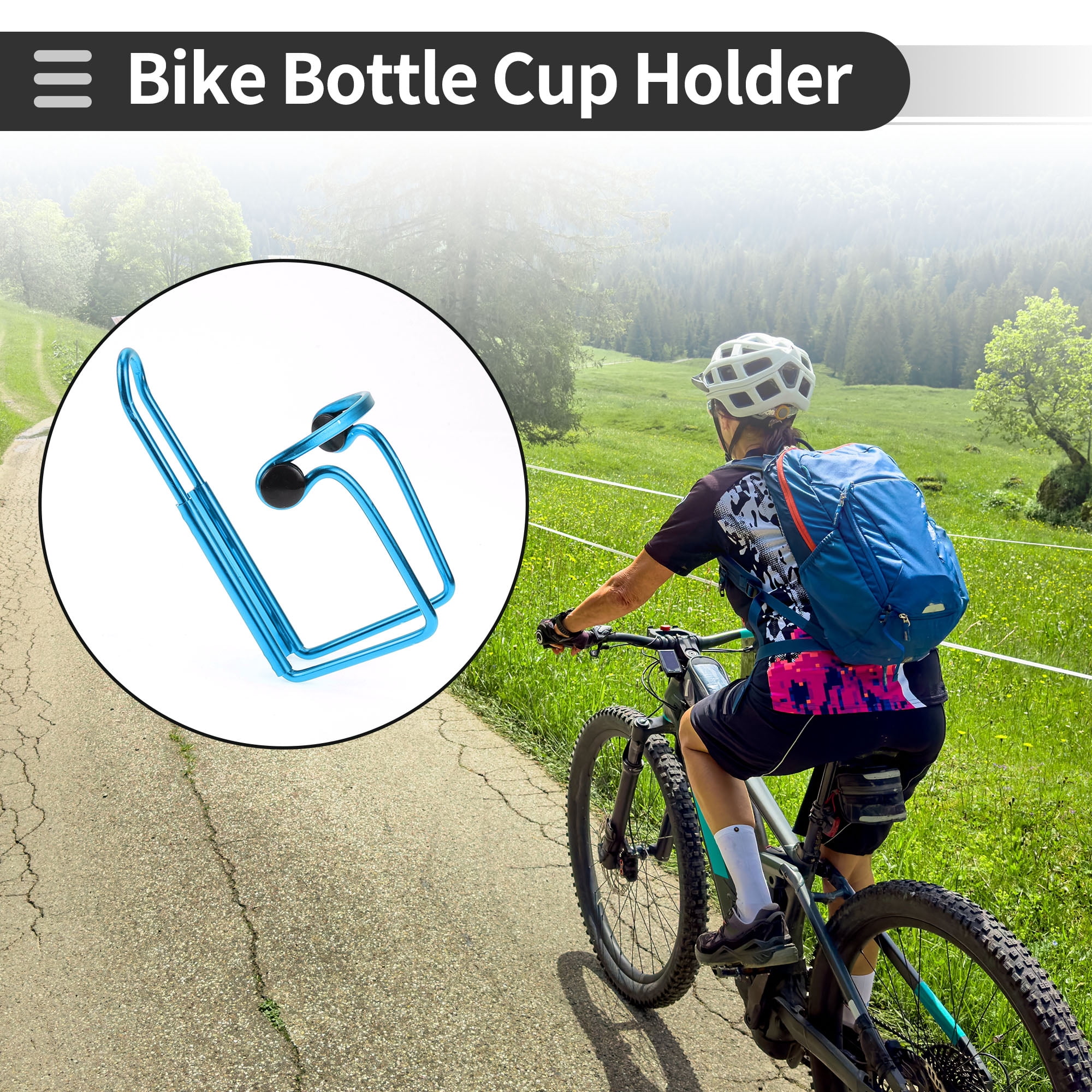 Unique Bargains Bike Bottle Cage Rack Aluminium Alloy Drinks Holder for MTB Road Blue