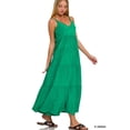 thumbnail image 2 of Zenana Women & Plus Relaxed Fit V-Neck Cami Full Length Tiered Boho Maxi Long Dress w/ Side Pockets, 2 of 5
