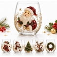 thumbnail image 3 of Christmas Glass Art Cup, Raised Holiday Glassware for Decor Gift with Festive Christmas Patterns, Clear Glass Cup for Coffee Tea Wine Cocktails, Holiday Party Glassware and Seasonal Keepsake (Wreath), 3 of 9