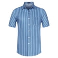 thumbnail image 5 of MODA NOVA Big & Tall Men's Summer Striped Shirts Short Sleeves Button Down Beach Shirt, 5 of 6