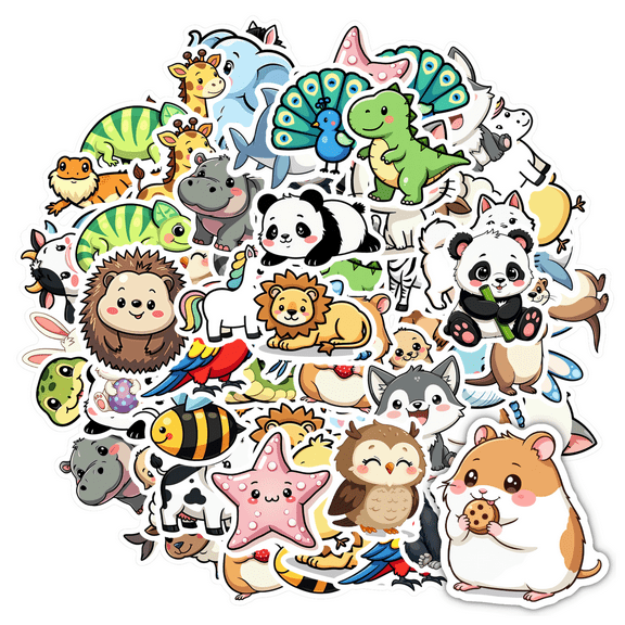 Adorable Stationery Stickers Funny Animal Stickers Cartoon Graffiti Decals for Laptops Suitcase