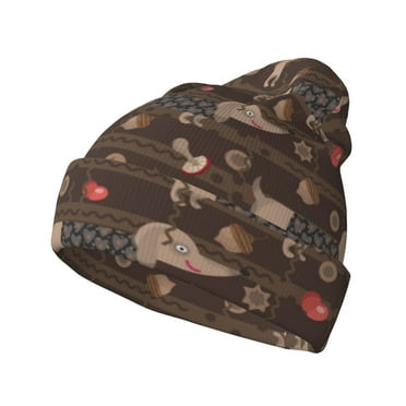 Yiaed Dachshund Dog Puppy Print Winter Beanie for Men Women, Fleece Lined Beanie Soft Warm Knit Hat Ski Stocking Cuffed Ca