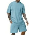 thumbnail image 1 of Traje Deportivo Perforado de los Hombres, Moda de Manga Corta Cuello Redondo de Ocio para el Desgaste Casual Y de Playa, Blusa Atlética de Poliéster Suave, 1 of 5