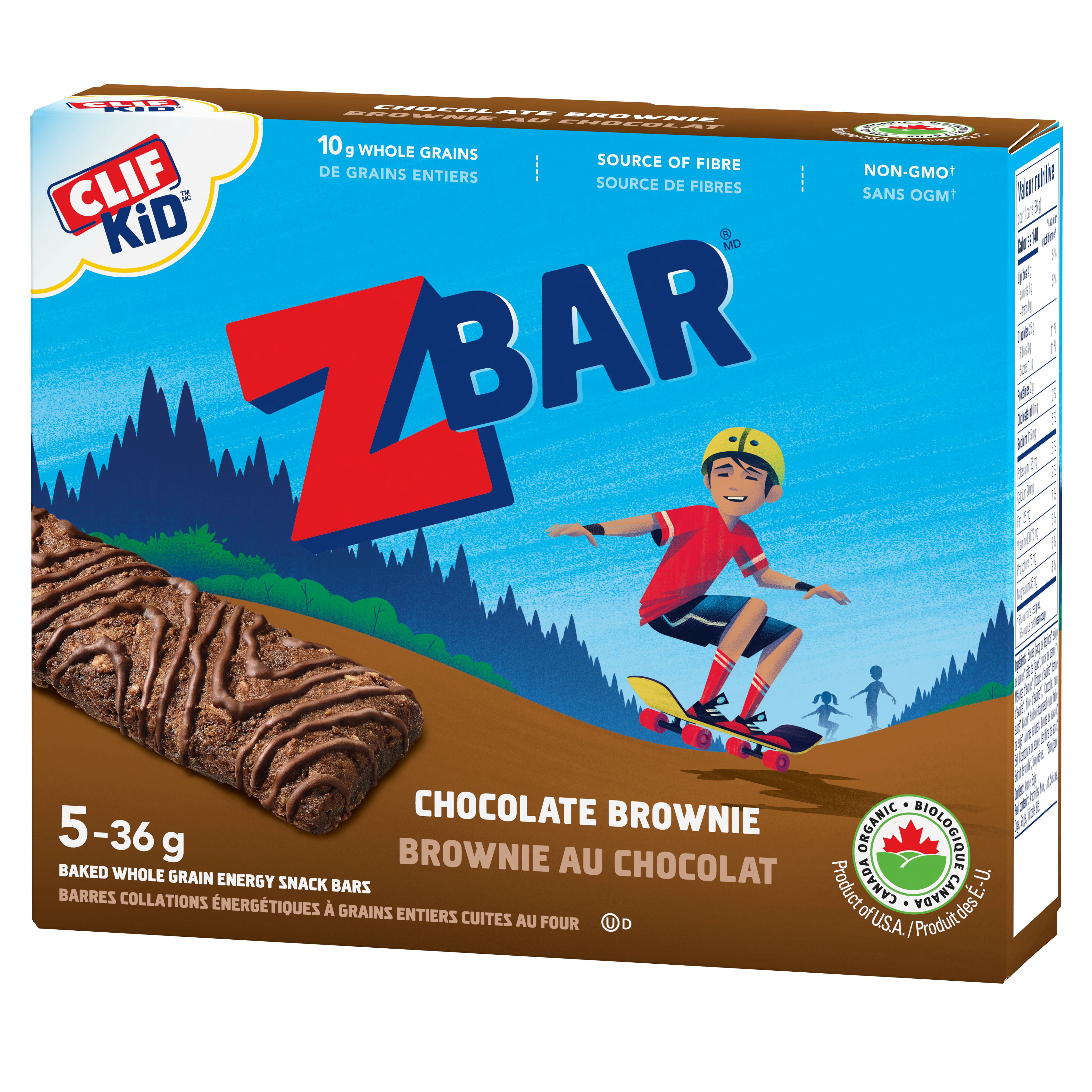 Clif Kid Zbar Brownie au chocolat Barre énergétique biologique 5 x 36 g