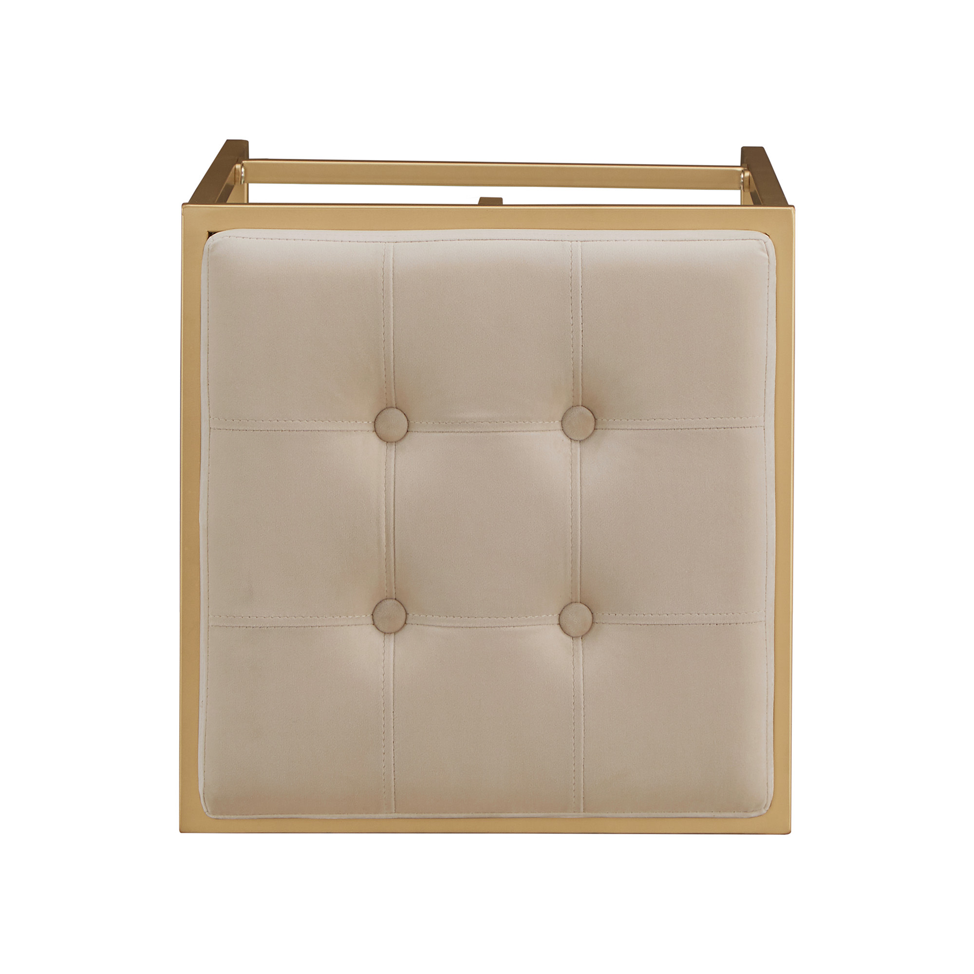 Weston Home Oddie Gold Finish Velvet Button Tufted Counter Stools, Beige (Set of 2)