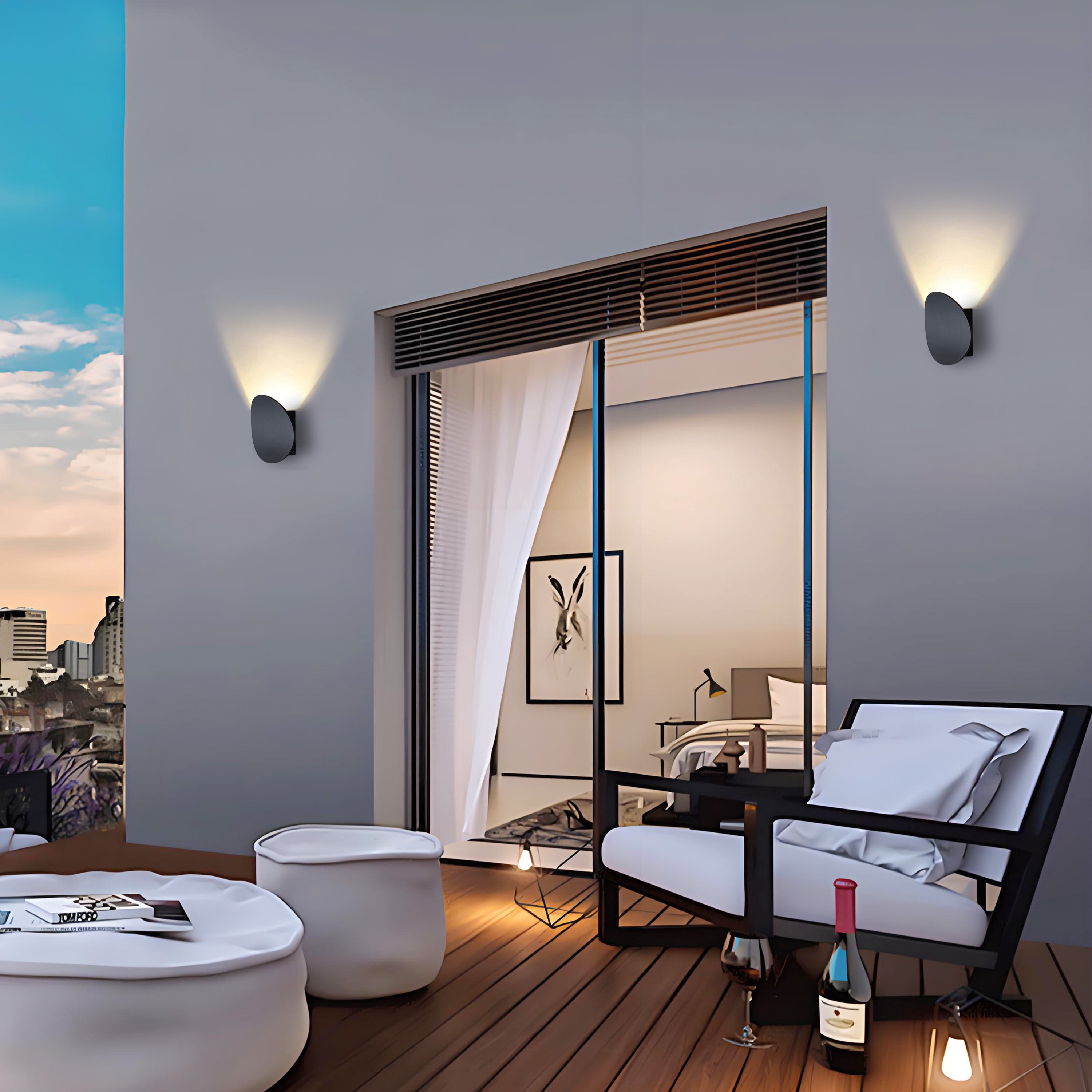2-Pack Modern Black Aluminum LED Outdoor Indoor Wall Lights