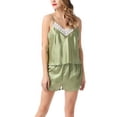 thumbnail image 3 of Defitshape Women's Soft Cami Shorts Pajama Set Sexy Pjs SummerComfy 2 Piece Family Lightweight Satin Cool Lounge Set Avocado Small, 3 of 4