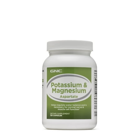 GNC Potassium Magnesium Aspartate Supplement, 120 Capsules, for Nerve and Muscle Cell