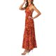 thumbnail image 3 of VISgogo Vestido de mujer con cuello halter, estampado de flores, sin mangas, sin espalda, dobladillo con volantes, vestido largo VISgogo moda, 3 of 7