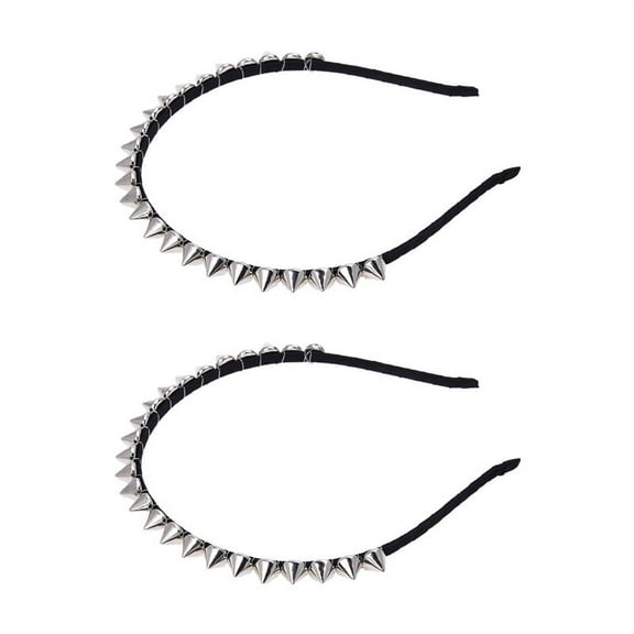 2X Silver Metal Stud Rivet Spike Headband Hair Band Aliceband Punk Girl