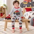 thumbnail image 2 of Popshion Kids Pajamas for Toddler Boys Clothes Set Monster Truck Sleepwear Long Sleeve 100% Cotton 2 Piece Kids Pjs 5T/6917, 2 of 7