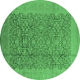 thumbnail image 1 of Ahgly Company Indoor Round Oriental Emerald Green Industrial Area Rugs, 7' Round, 1 of 4