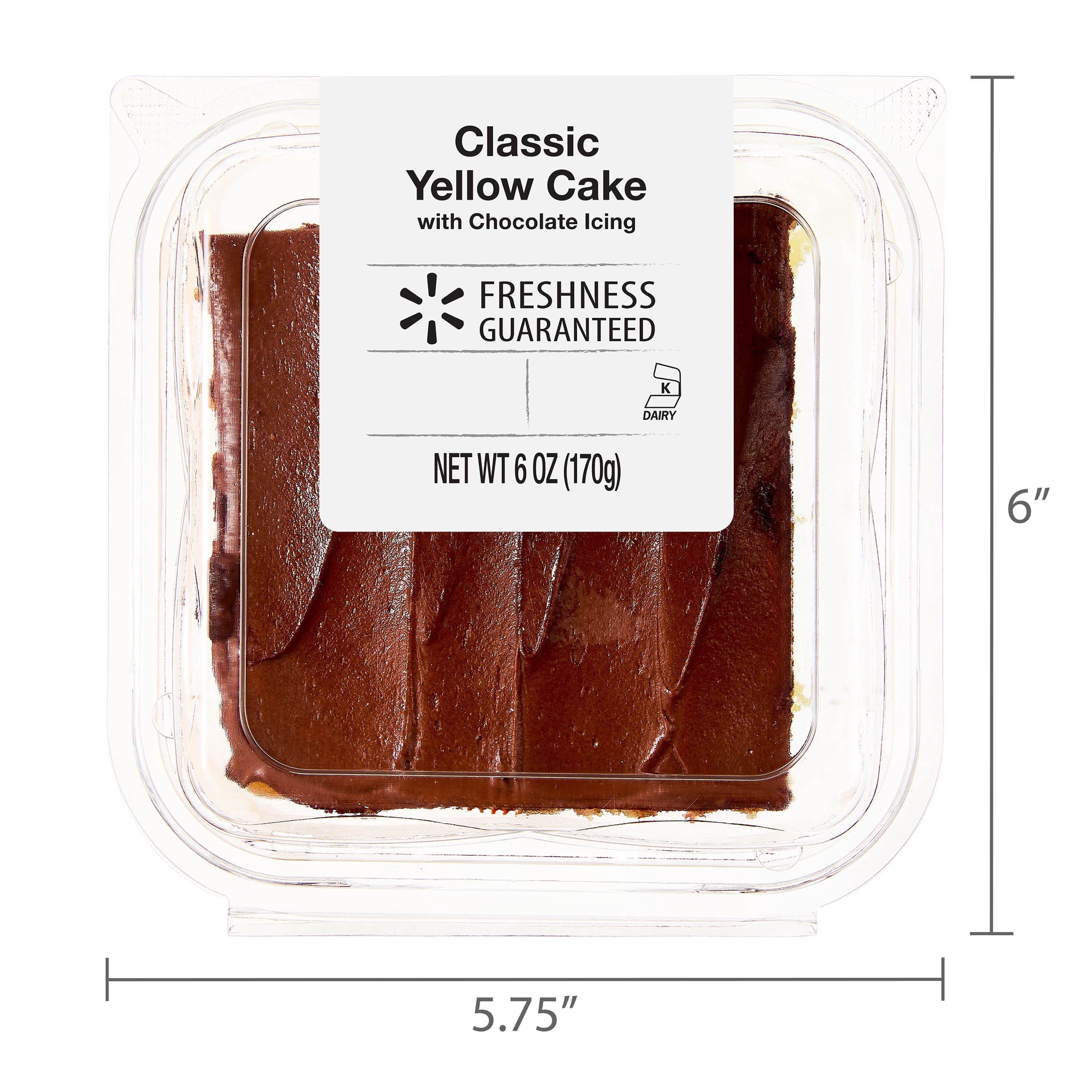 Freshness Guaranteed Yellow Cake Square, Chocolate Icing, Serves 2, 6oz (Refrigerated Cakes)