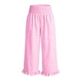 thumbnail image 6 of Cmtiyu Wide Leg Pants for Women, Baggy Elatic Waist Gingham Pants With Ruffle Hem, Casual Beach Trousers,S-2XL, 6 of 6