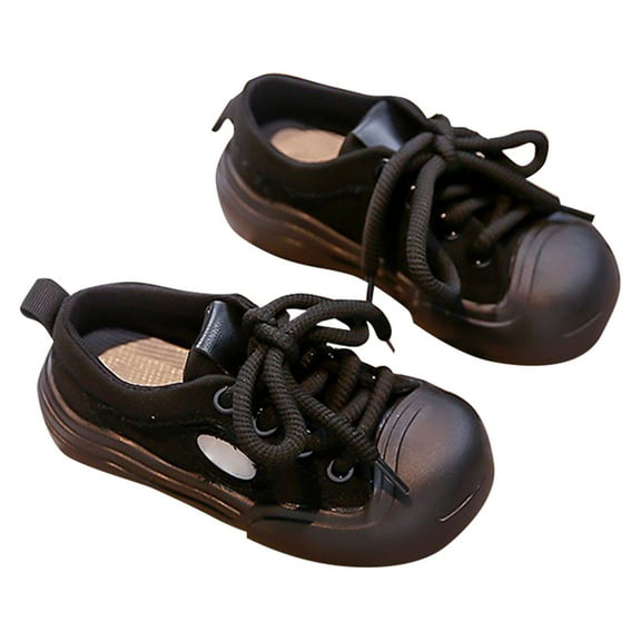 Otqutp Little Kid Casual Sneakers Kids Boys and Girls Children's Sports Shoes Spring/Autumn Solid Flat Bottom Low Top Lace Up Casual Shoes