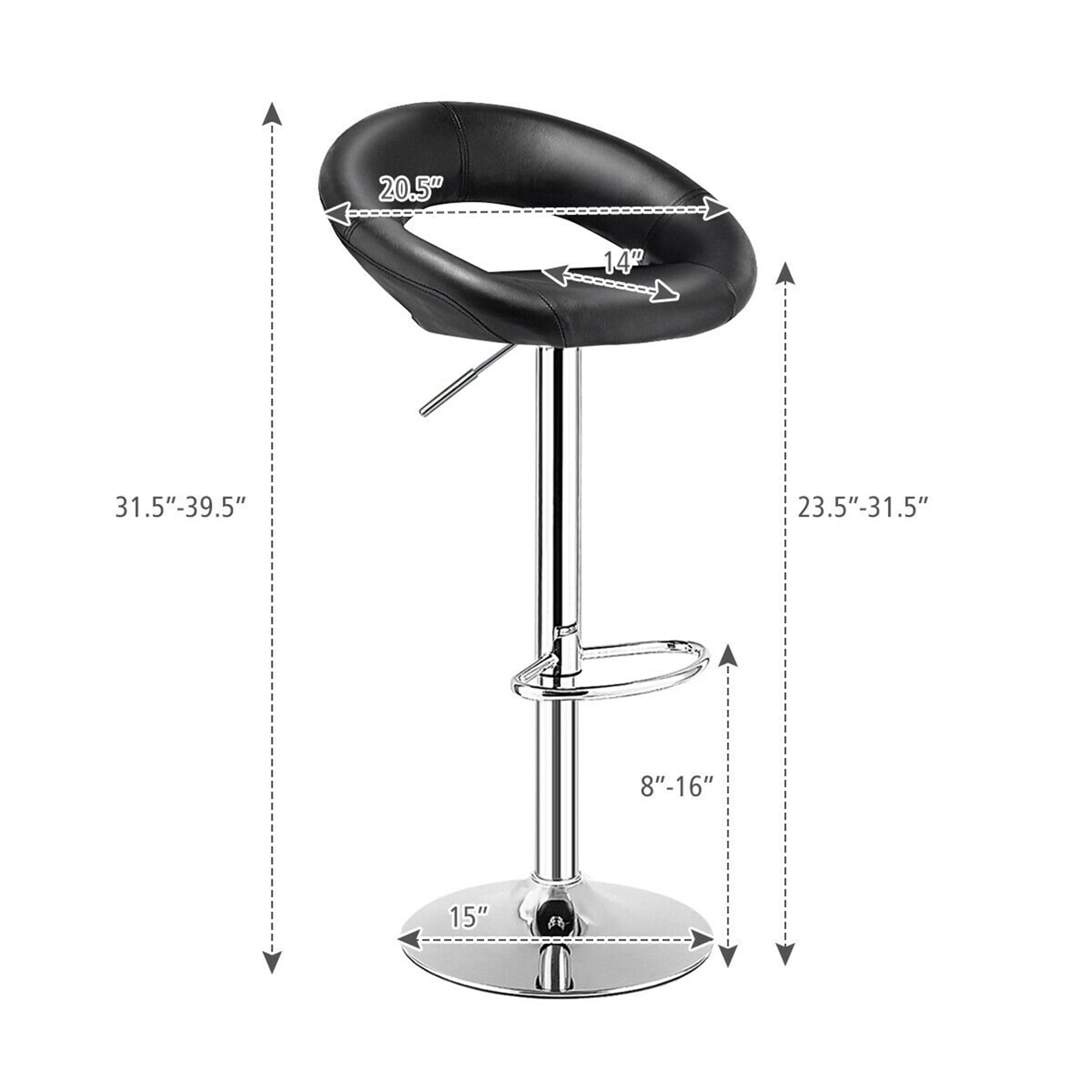 Gymax Bar Stool with Adjustable Height & Swivel, Black, Set of 4