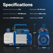 SPECSTAR 110V 1/3 HP 4.5CFM Single Stage HVAC Vacuum Pump and 4 Way AC Manifold Gauge Set Kit with Leak Detector 5ft Hoses for R134a R12 R22 R502 R410a Air Conditioning Refrigeration Recharging