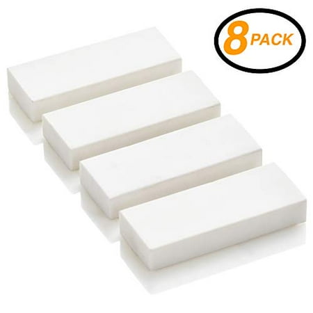 Bic Eraser - Emraw White Jumbo Big Vinyl Soft Pencil Mark Eraser Rubber for School, Office, Home (8-Pack)