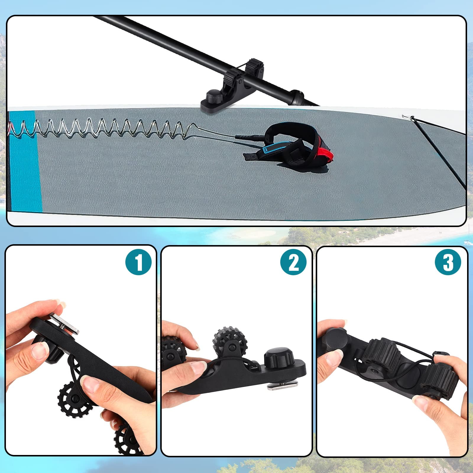 Yl-YANG Kayak Paddle Holder Track Mount Accessories Fishing Standard Paddle Holder Kayak Oar Holder for Rail Rod Pole Fast and Quiet Holding, Black(2 Pcs,Simple Style)