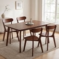 thumbnail image 5 of Dayalane Solid Wood Dining Chairs Set of 4, Mid Century Modern Kitchen Chairs with Curved Open Back, Farmhouse Style for Dining Room, Living Room,Walnut, 5 of 11
