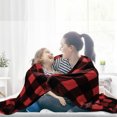 thumbnail image 3 of PiccoCasa Flannel Fleece Checkered Decorative Throw Blankets for Sofa Couch Bed, Scarlet and Black Queen (90"x90"), 3 of 6