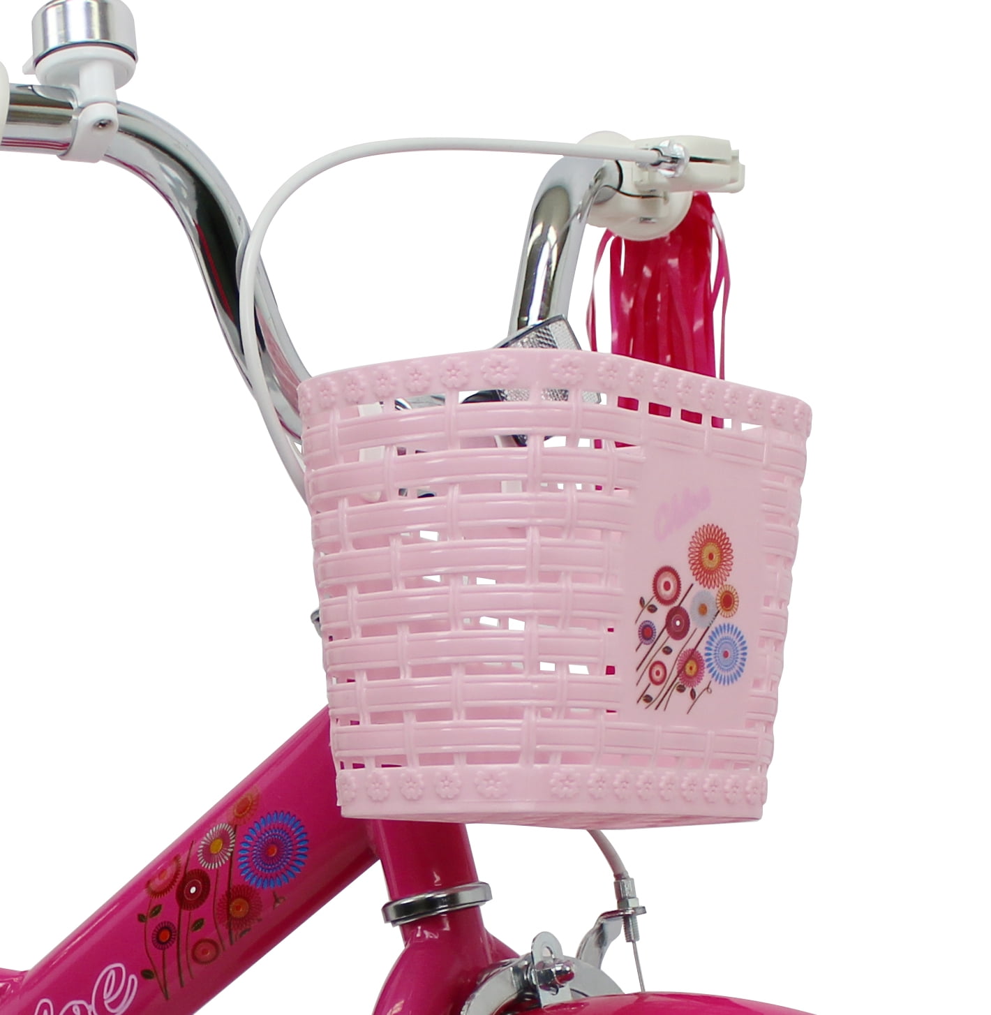 Micargi 16" inch Girl Kids Bike with Basket Girls with Training Wheels 4 5 6 7 Year Princess Toddler Barbie Pink