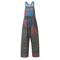 thumbnail image 4 of Casual Pants for Women Hippie Patchwork Print Sleeveless Baggy Harlan Pocket Suspenders Blue Loose Pants for Women L, 4 of 5