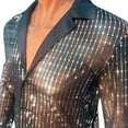 thumbnail image 6 of tasrioml Men's Sequin Glitter Shirt Long Sleeve Lapel Button Down Disco Shirt Retro Sexy Thin Shirts for Bar Dancing Night Club Disco Party, 6 of 7