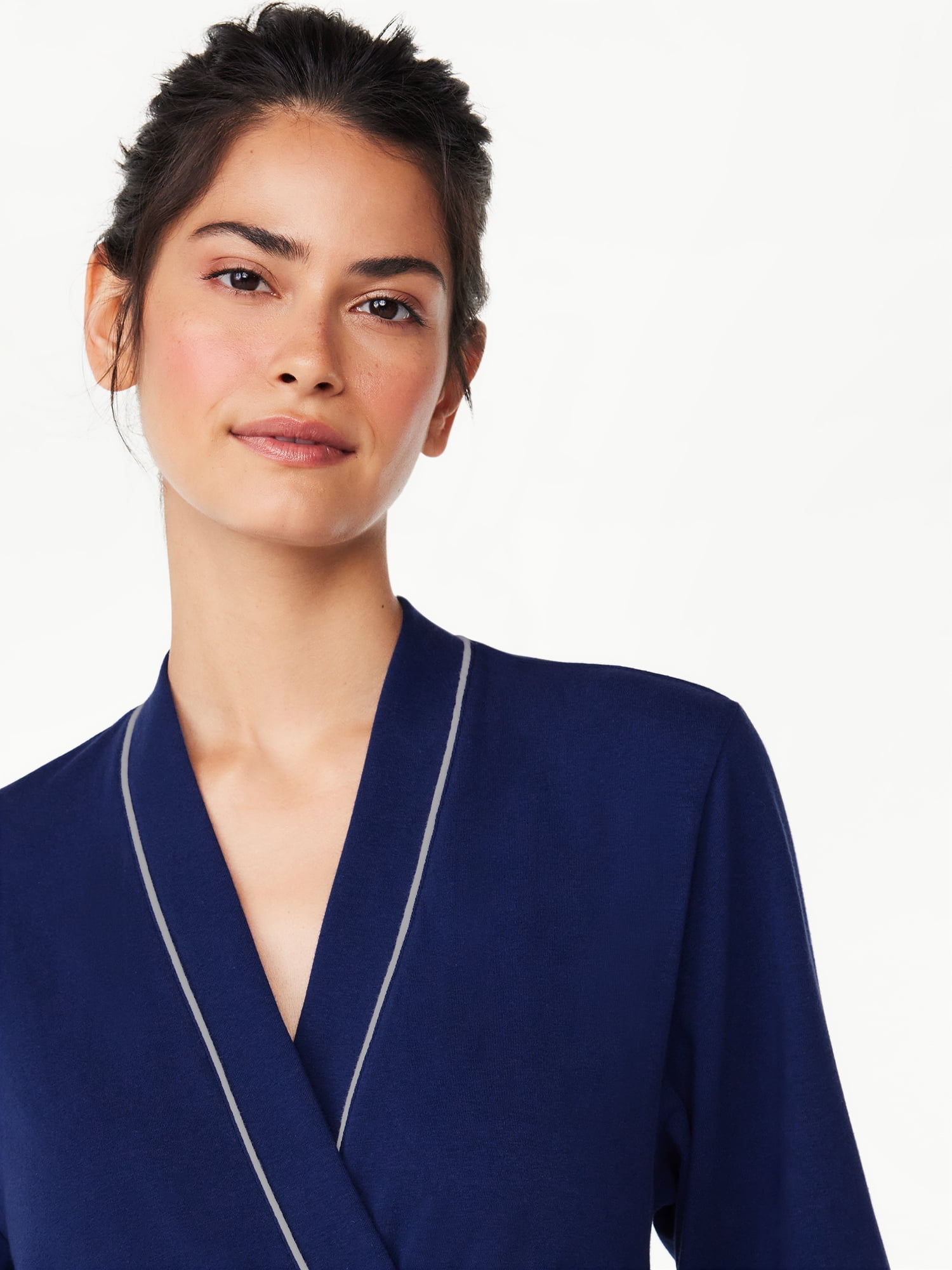 Joyspun Women's Cotton-Blend Wrap Robe with Long Sleeves, Sizes S-3X