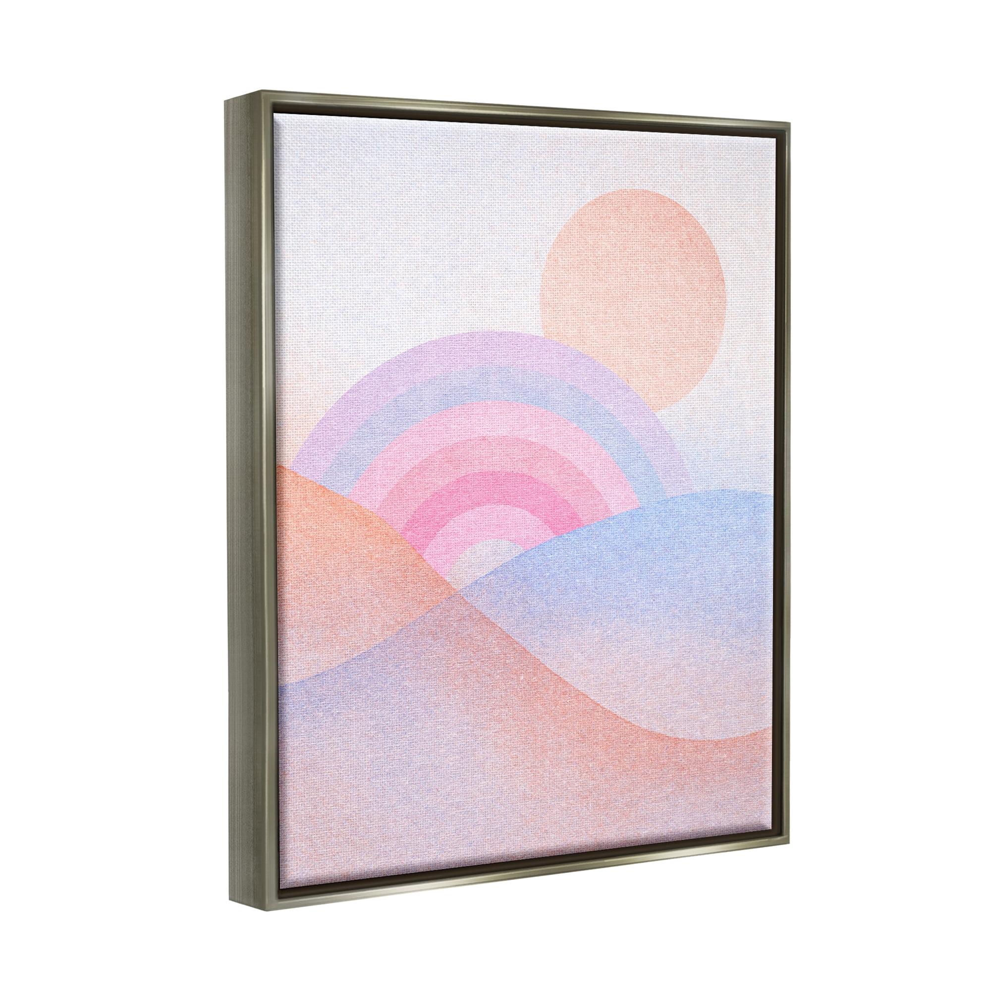 Stupell Industries Rainbow Hills Landscape Blue Ombre Landscape Painting Gray Floater Framed Art Print Wall Art