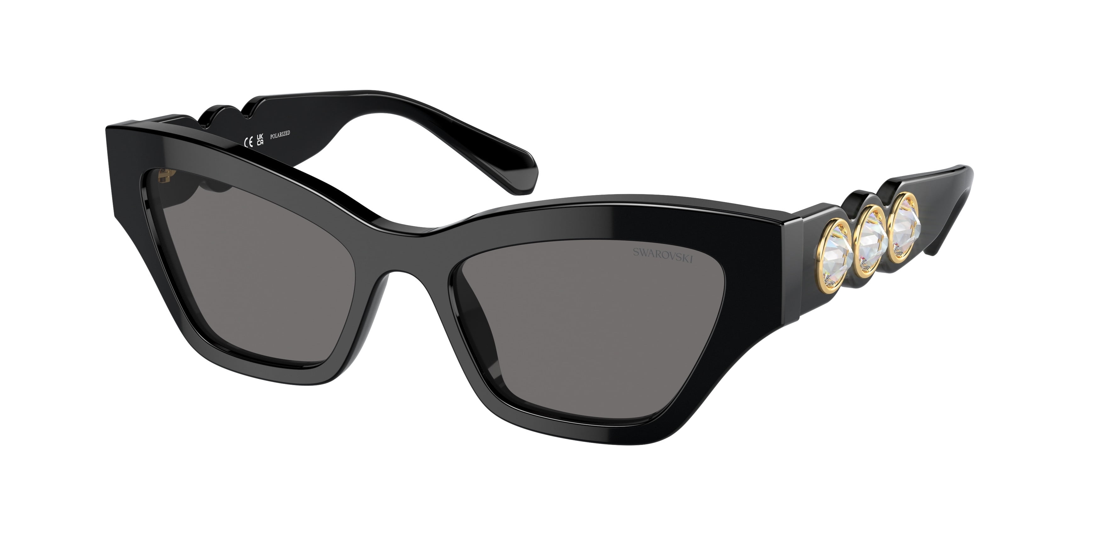 Swarovski SK 6033 100187 Black Plastic Butterfly Sunglasses Grey Lens Swarovski Sk 6033 100187 54mm Womens Butterfly Sunglasses In  main image 4
