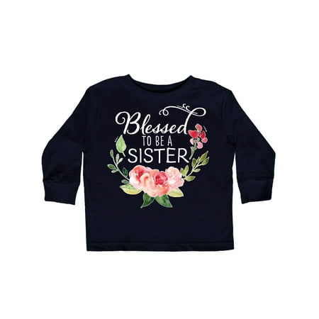 

Inktastic Blessed to Be a Sister with Pink Flowers Gift Toddler Boy or Toddler Girl Long Sleeve T-Shirt