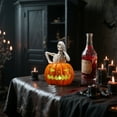 thumbnail image 6 of Halloween Pumpkin Skeleton Decor with LED Lamp,6x4in Halloween Animatronic Light up Spooky Skull Pumpkin Ornaments,Halloween Indoor Decorations for Tabletop Desk Home Office(A), 6 of 7