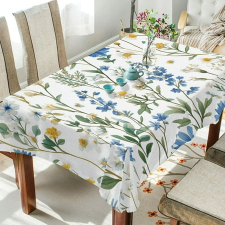 

Yayeee Tablecloths for Rectangular Tables 60 x 60 inch Party Table Cover Blue Floral