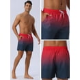 thumbnail image 5 of DARING DIVA Men's Contrast Color Gradient Summer Drawstring Beach Shorts 30 Red Black, 5 of 6