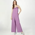 thumbnail image 5 of RPVATI Womens Casual Sleeveless Jumpsuits Summer Boho Wide Leg Floral Rompers Overalls with Pockets Purple S, 5 of 7