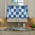 thumbnail image 2 of Yayeee Kitchen Curtains Tier Pair Light Filtering 27"x36" Rod Pocket Short Cafe Window Panel, Blue White And Gray Plaid Pattern, 2 of 7