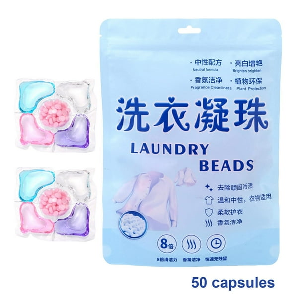 Perlas de detergente 5 en 1 para limpieza y eliminación de manchas. Perlas de detergente para uso doméstico. Perlas de larga duración. Detergente concentrado para ropa. 30 unidades.