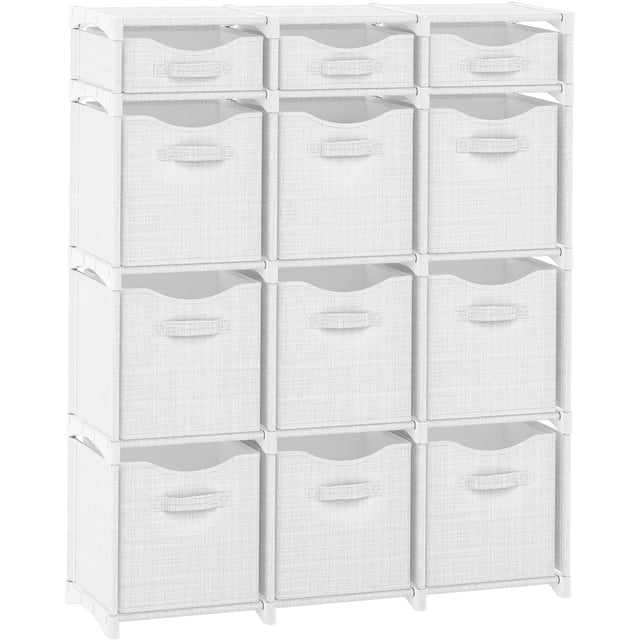 Organizadores de armario y almacenamiento Neaterize de 12 cubos, blanco y gris
