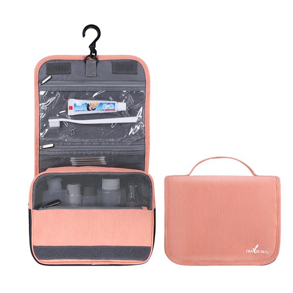 Hanging Toiletry Travel Bag Makeup Bag with Hanging Hook for Men Women Large Capacity Dry and Wet Separation Design Travel Bag(Pink)