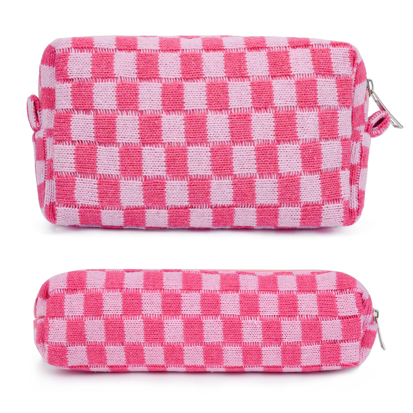 PAZIMIIK Checkered Makeup Bag for Purse Portable Zipper Make Up Pouch Small  Cosmetic Case for Travel Accessories (2PCS Blue Hotpink)