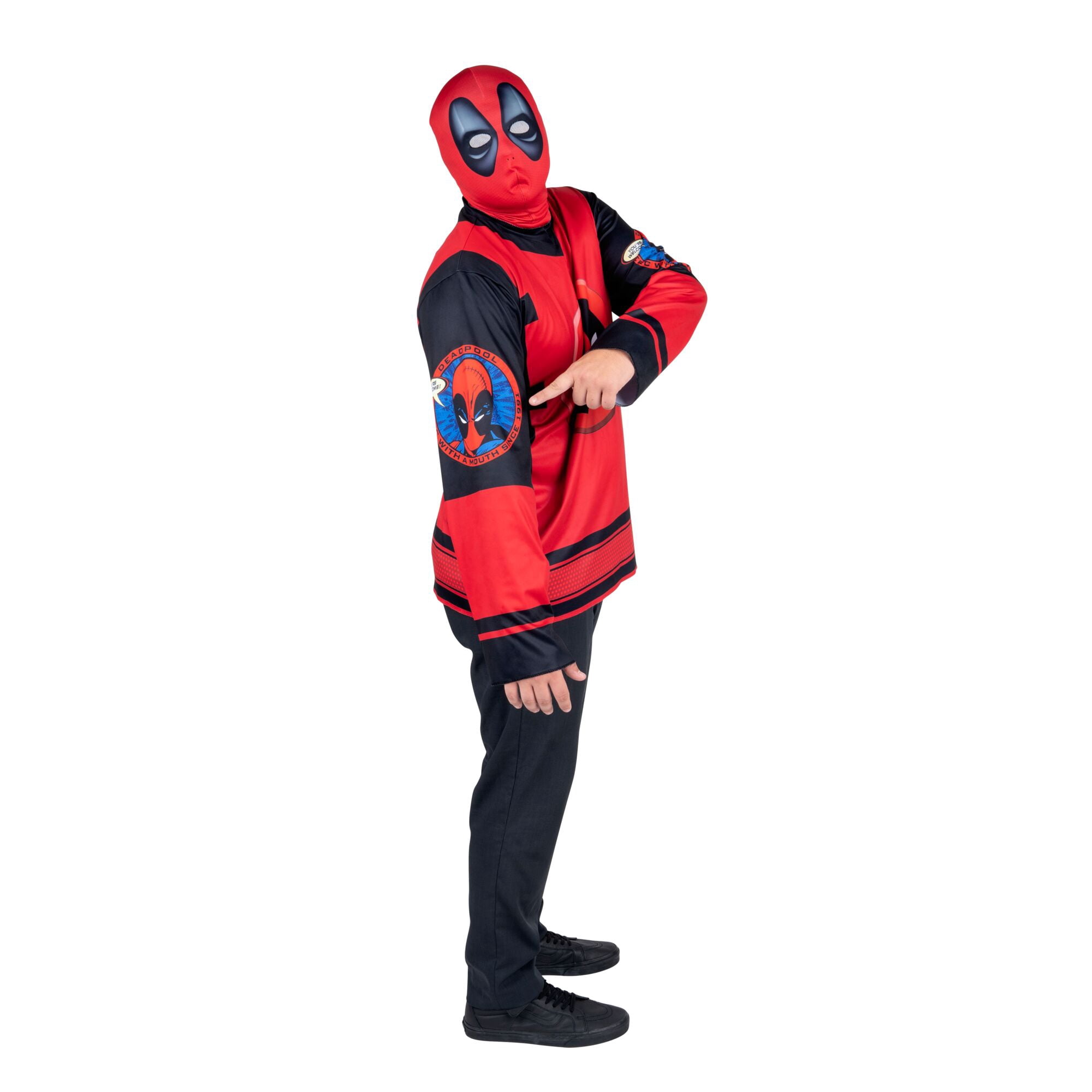 Marvel Deadpool Halloween Costume Top and Mask for Adults, Men's Size L/XL (36-42), by Jazwares