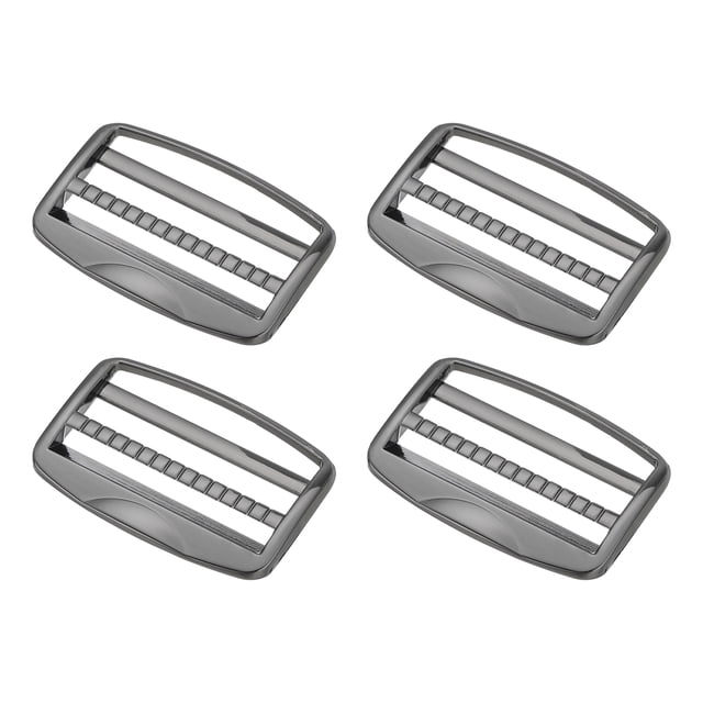Uxcell 4Pcs Hebilla deslizante de metal, hebilla ajustable de aleación de zinc de 2", hebillas de liberación de correa plana, negro pistola