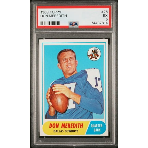 Graded 1968 Topps Don Meredith #25 Football Card PSA 5 Excellent