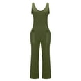 thumbnail image 4 of Lenpel Women's Fleece Overalls Fall Winter Warm V Neck Loose Casual Sleeveless Jumpsuits Strap Rompers with Pockets, 4 of 7