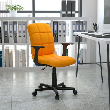 Flash Furniture Mid-Back Orange Quilted Vinyl Swivel Task Office Chair with Arms