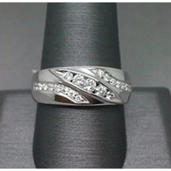 Men's Wedding Band Ring 2Ct Round Cut Simulated Diamond In 14K White Gold Plated Silver