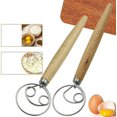 thumbnail image 1 of 2pcs Manual Flour Mixer Dough Whisk Egg Beater Mixing Stick, 1 of 3