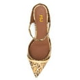 thumbnail image 4 of FSJ Women Comfortable Pointy Close Toe Flat Low heel Sandals Ankle Buckle Strap Slip On Slides Ladies Casual Mules Shoes Size 15 Golden Pattern, 4 of 4